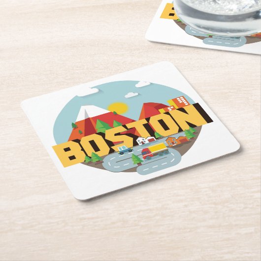 Boston als Bestimmungsort Rechteckiger Pappuntersetzer (angewinkelt)