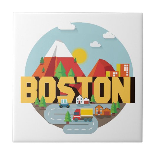 Boston als Ziel Fliese (Vorderseite)