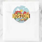 Boston als Ziel Quadratischer Aufkleber (Tasche)