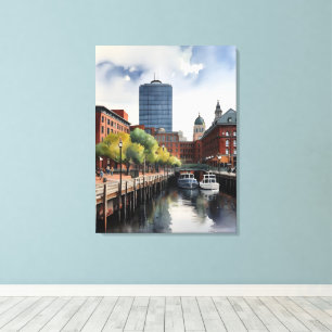 Boston Aquarell Leinwanddruck