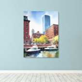 Boston Aquarell Leinwanddruck (Insitu (Holzboden))