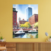 Boston Aquarell Leinwanddruck (Insitu (Wohnzimmer))