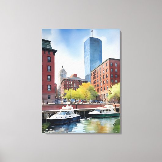 Boston Aquarell Leinwanddruck (Vorderseite)