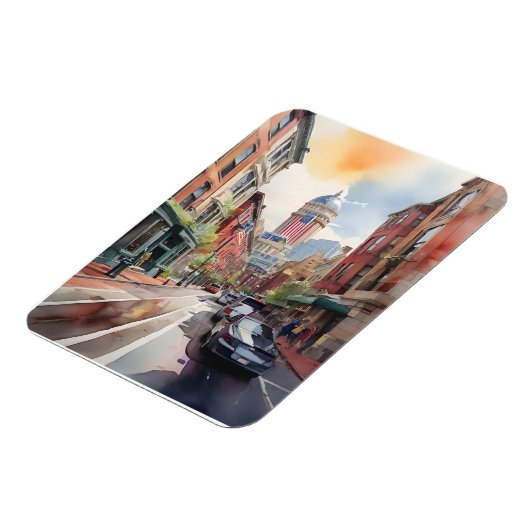 Boston Aquarell Magnet (Linke Seite)