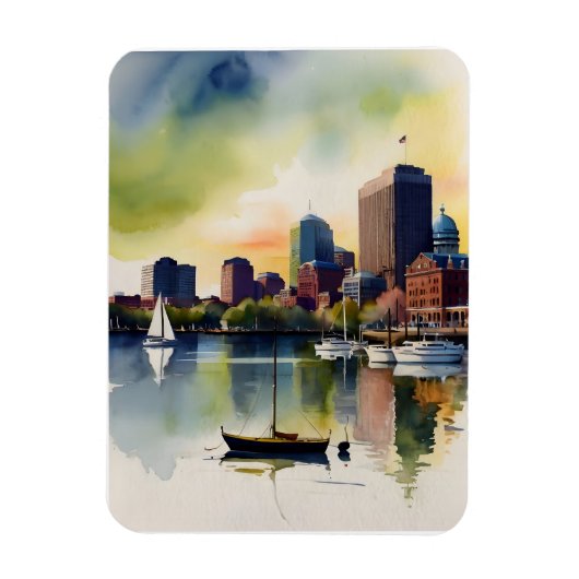 Boston Aquarell Magnet (Vertikal)