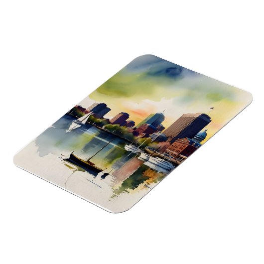 Boston Aquarell Magnet (Linke Seite)