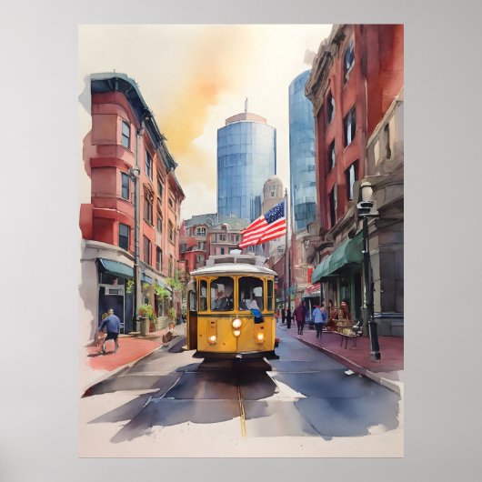 Boston Aquarell Poster (Vorne)