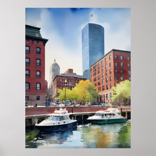 Boston Aquarell Poster (Vorne)