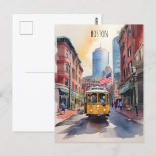 Boston Aquarell Postkarte