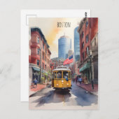 Boston Aquarell Postkarte (Vorne/Hinten)