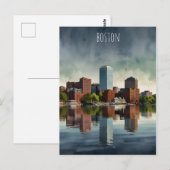 Boston Aquarell Postkarte (Vorne/Hinten)