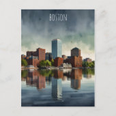 Boston Aquarell Postkarte (Vorderseite)