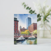 Boston Aquarell Postkarte (Stehend Vorderseite)
