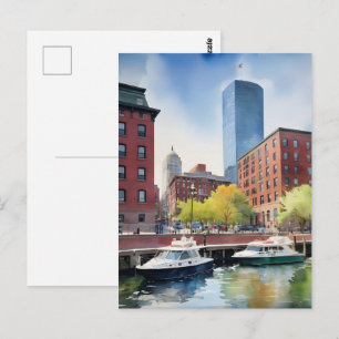 Boston Aquarell Postkarte
