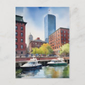 Boston Aquarell Postkarte (Vorderseite)