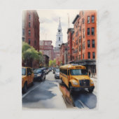 Boston Aquarell Postkarte (Vorderseite)