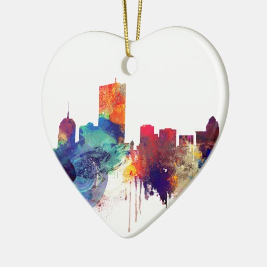 Boston-Aquarell-Skyline Keramikornament (Links)