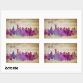 Boston, Aquarell-Stadt-Skyline MAs | Rechteckiger Aufkleber (Blatt)