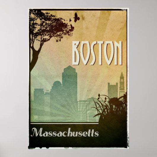 Boston Art Deco Design City Poster-Kunst Poster (Vorne)