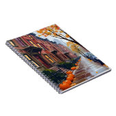 Boston Autumn Brownstones Pumpkin Watercolor Notizblock (Rechte Seite)