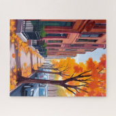 Boston Autumn Fall Foliage Watercolor Puzzle (Horizontal)