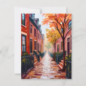 Boston Autumn Watercolor Beacon Hill Card (Vorderseite)
