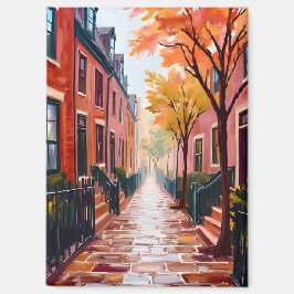Boston Autumn Watercolor Beacon Hill Magnet