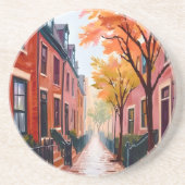 Boston Autumn Watercolor Beacon Hill Massachusetts Getränkeuntersetzer (Vorne)