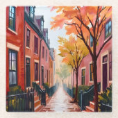 Boston Autumn Watercolor Beacon Hill Massachusetts Glasuntersetzer (Vorderseite)