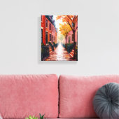 Boston Autumn Watercolor Beacon Hill Massachusetts Leinwanddruck (Insitu (Wohnzimmer))