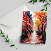 Boston Autumn Watercolor Beacon Hill Massachusetts Postkarte