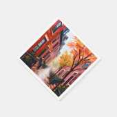 Boston Autumn Watercolor Beacon Hill Massachusetts Serviette (Ecke)