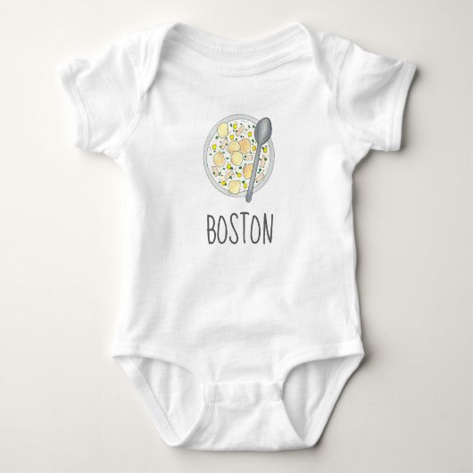 BOSTON Baby Massachusetts Clam Chowder Feinschmeck Baby Strampler (Vorderseite)