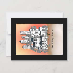Boston Back Bay Sun Set Postcard Postkarte