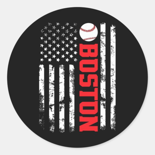 Boston Baseball USA-Flagge Runder Aufkleber (Vorderseite)