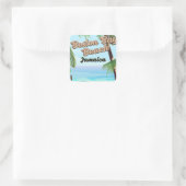 Boston Bay Beach, Jamaika Quadratischer Aufkleber (Tasche)