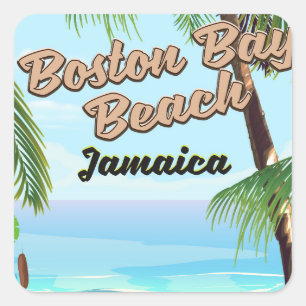 Boston Bay Beach, Jamaika Quadratischer Aufkleber