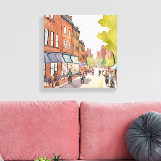 Boston Bike Ride | Wasser-Farbe im Nordende MA Leinwanddruck (Insitu (Wohnzimmer))
