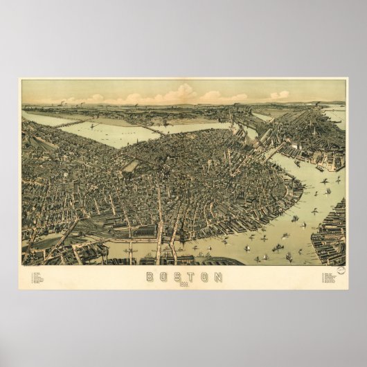 Boston Birdseye Karte - 1899 (Walker) BigMapBlog Poster (Vorne)