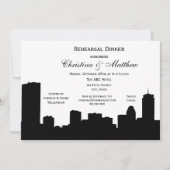Boston Black Skyline Silhouette Probe Dinner Einladung (Vorderseite)