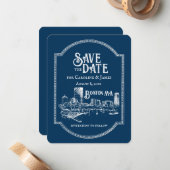 Boston Blue Personalisiert Save the Date Mitteilungskarte (Vorderseite/Rückseite Beispiel)