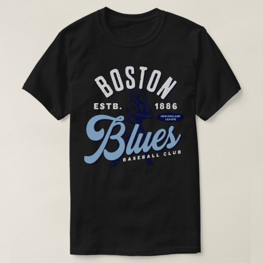 Boston Blues Baseball T-Shirt (Design vorne)