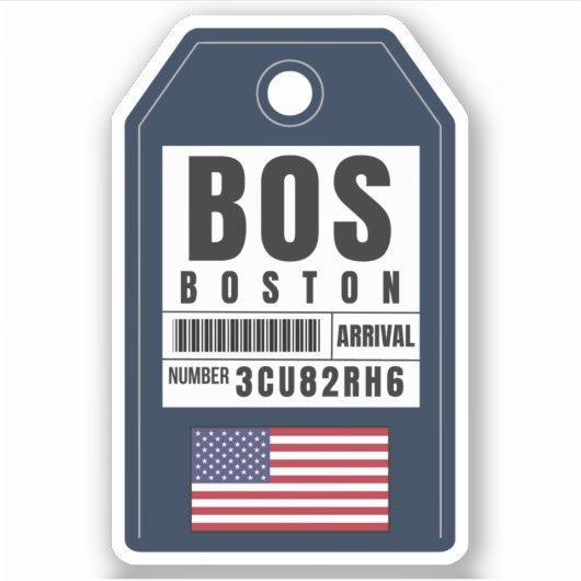 Boston Boarding Pass - Massachusetts BOS Aufkleber (Vorderseite)