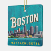 Boston, Boston Massachusetts City Skyline mit Kart Keramikornament (Links)