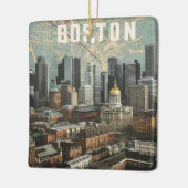 Boston, Boston Massachusetts City Skyline mit Kart Keramikornament (Links)