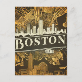 Boston, Boston Massachusetts City Skyline mit Kart Postkarte