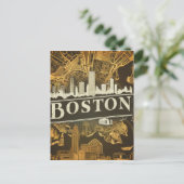 Boston, Boston Massachusetts City Skyline mit Kart Postkarte (Stehend Vorderseite)