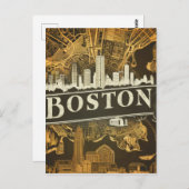 Boston, Boston Massachusetts City Skyline mit Kart Postkarte (Vorne/Hinten)