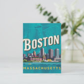 Boston, Boston Massachusetts City Skyline mit Kart Postkarte (Stehend Vorderseite)