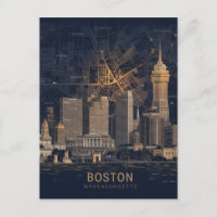 Boston, Boston Massachusetts City Skyline mit Kart